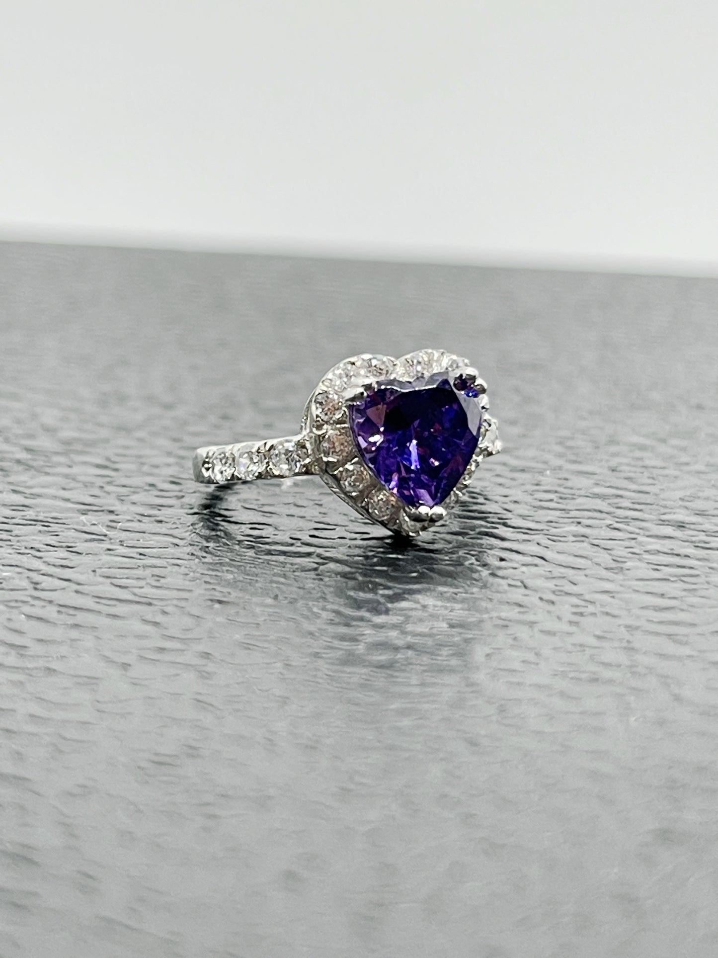 Purple Heart Ring 925 Sterling Silver